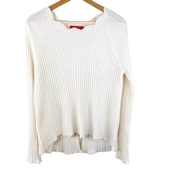 N Philanthropy Ribbed Wool Cashmere Split Back Sweater - Picture 2 of 7